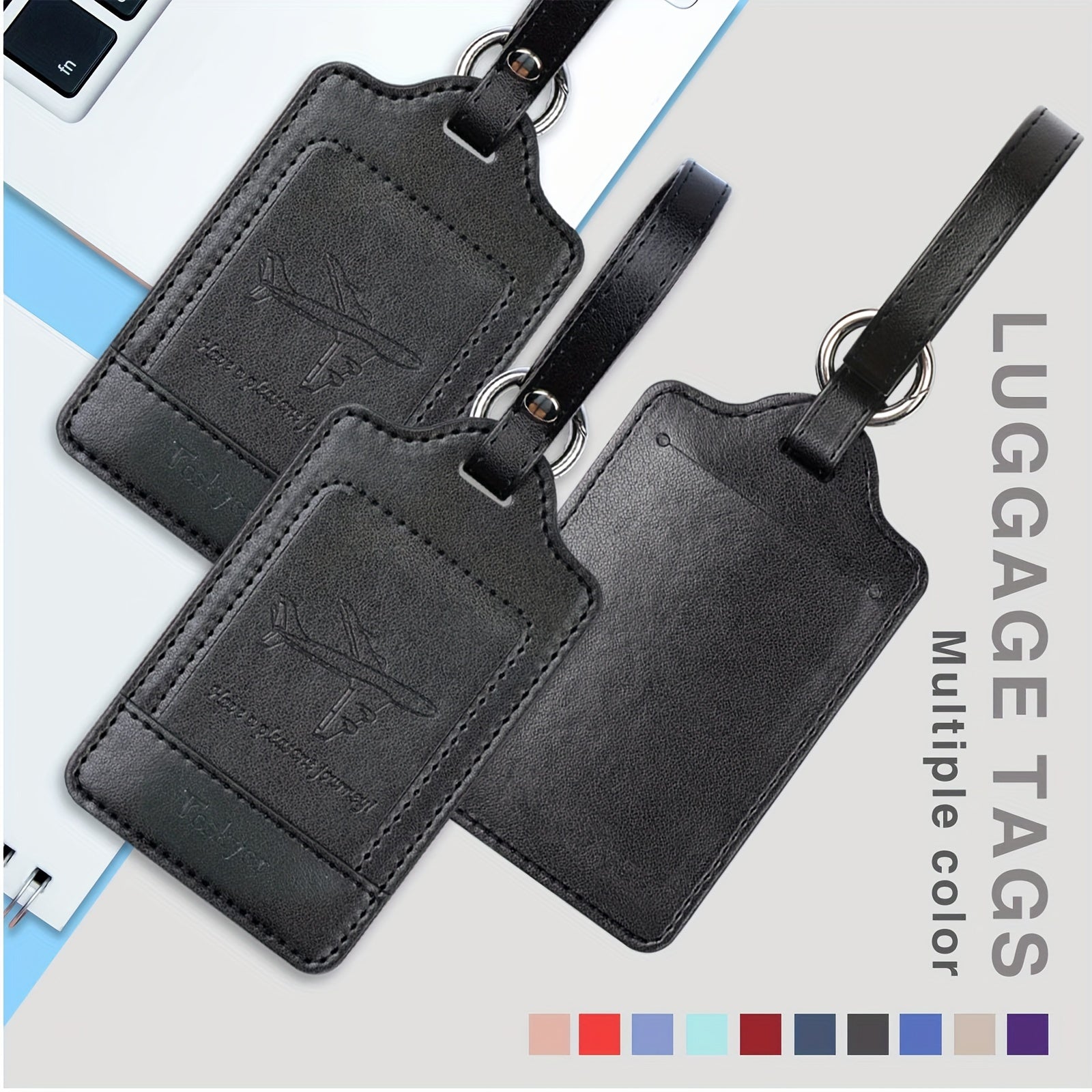 3pcs Luggage Tags, Faux Leather Luggage Tags,