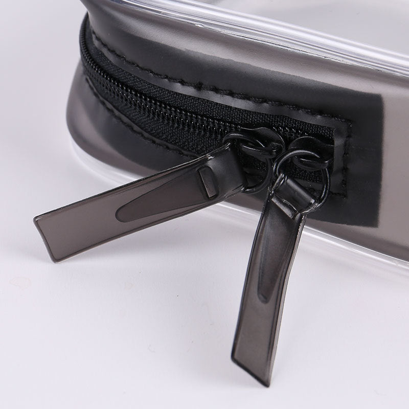 4pcs Set Clear Toiletry Bags with Black Zippers