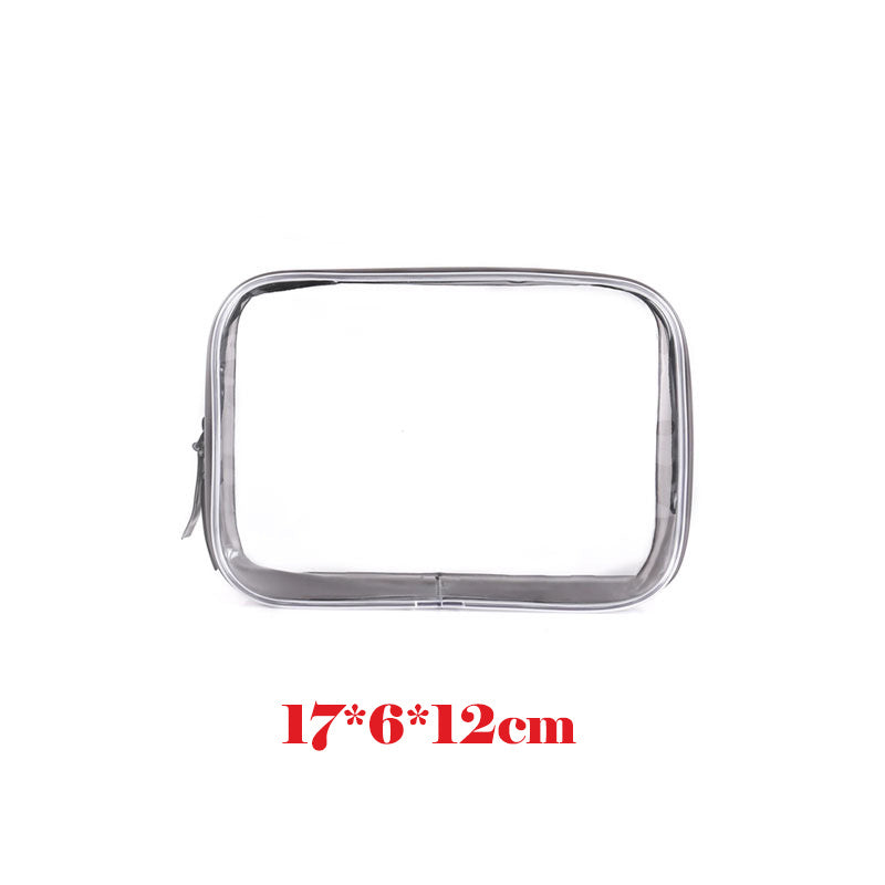 3pcs Set Clear Toiletry Bags with Black Zippers