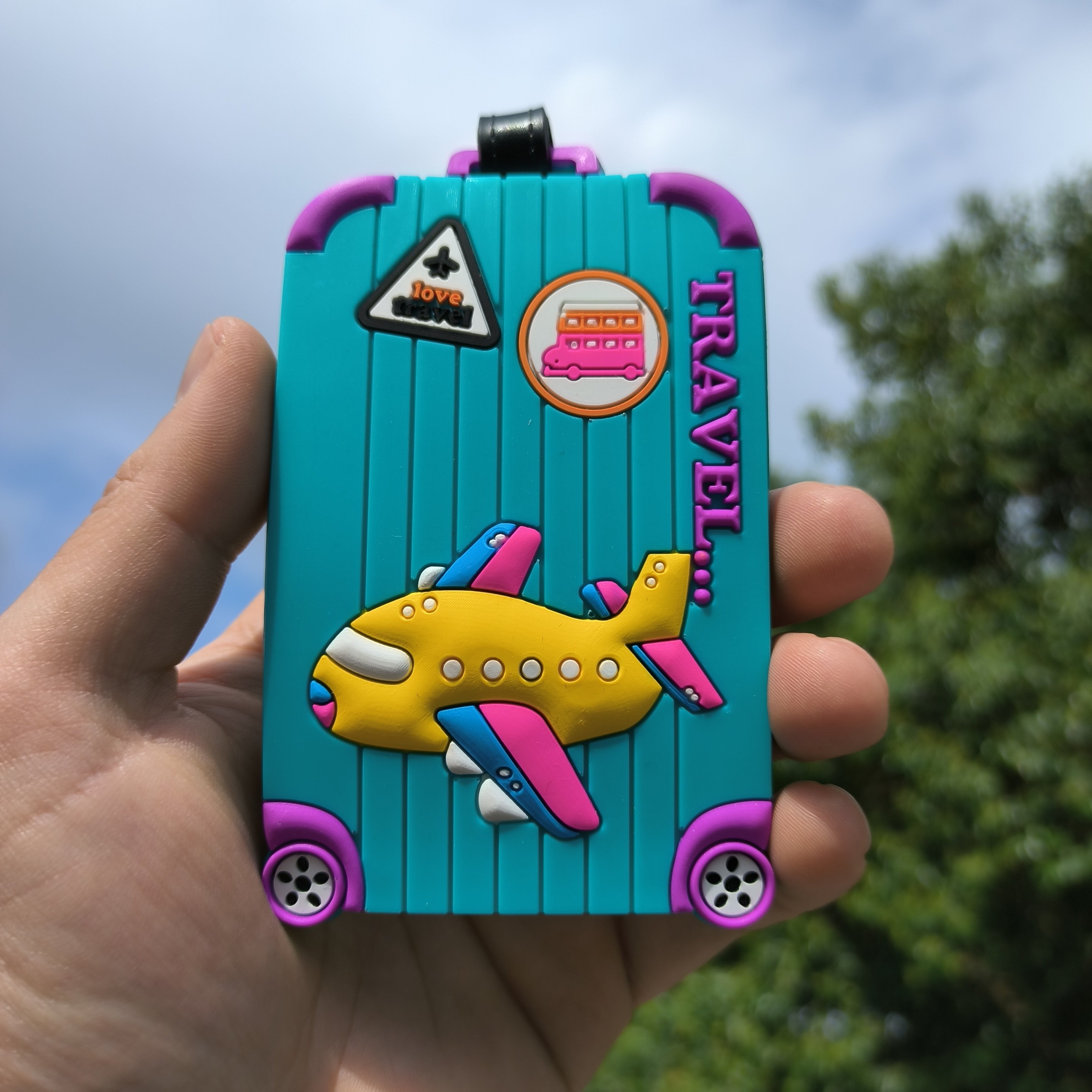 1pc Silicone Luggage Tag with Airplane Design