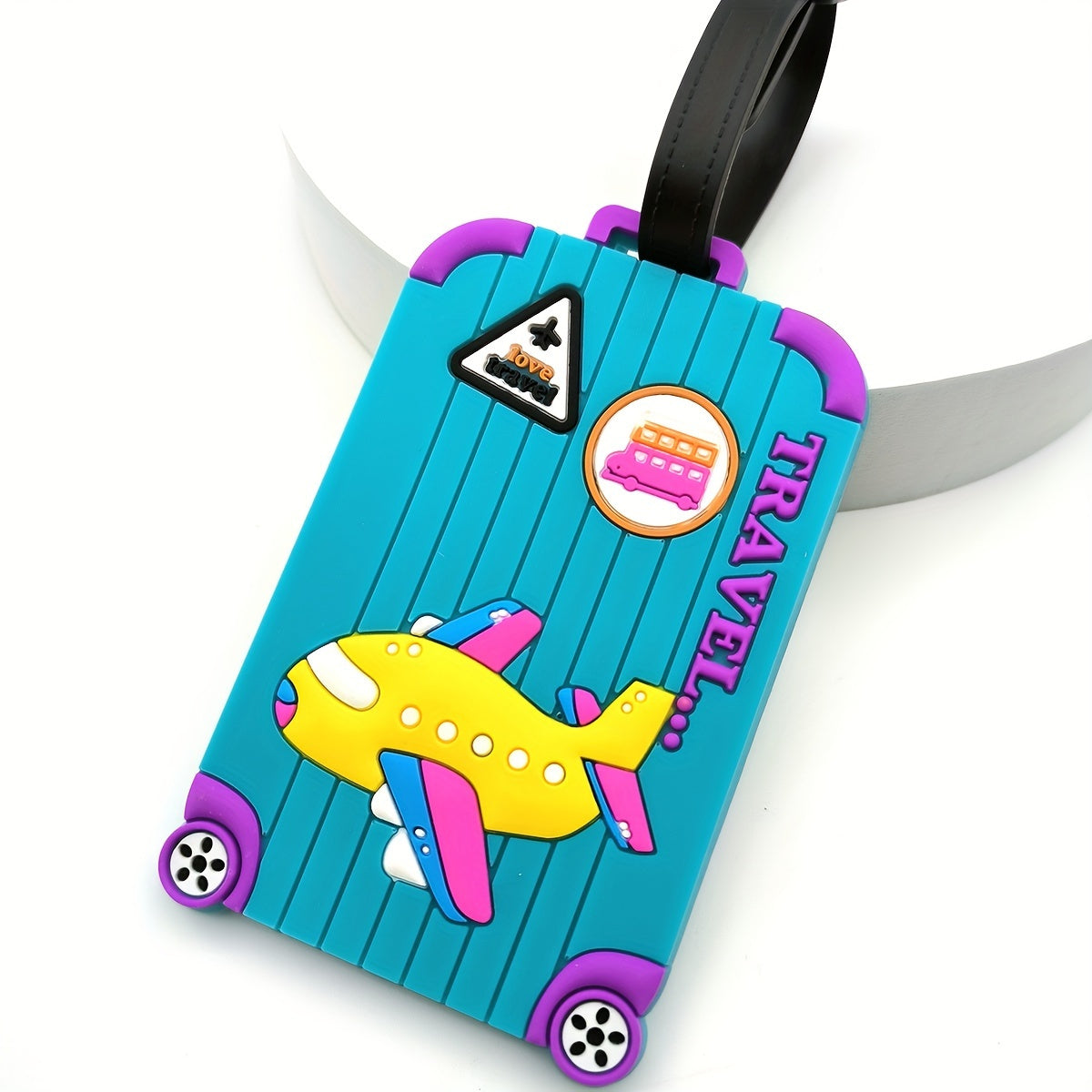 1pc Silicone Luggage Tag with Airplane Design