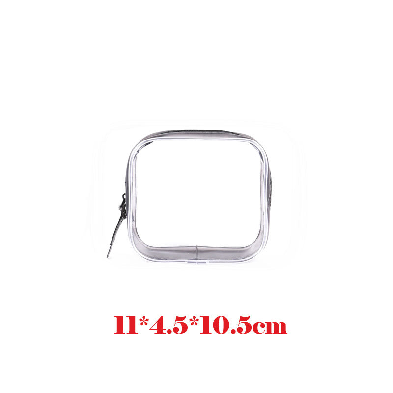 3pcs Set Clear Toiletry Bags with Black Zippers