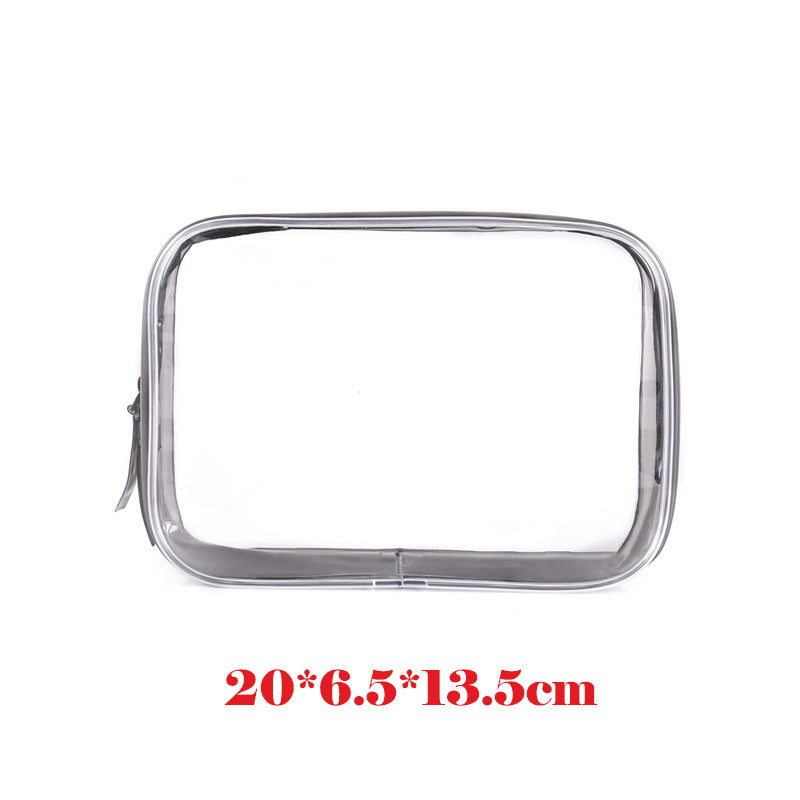 3pcs Set Clear Toiletry Bags with Black Zippers
