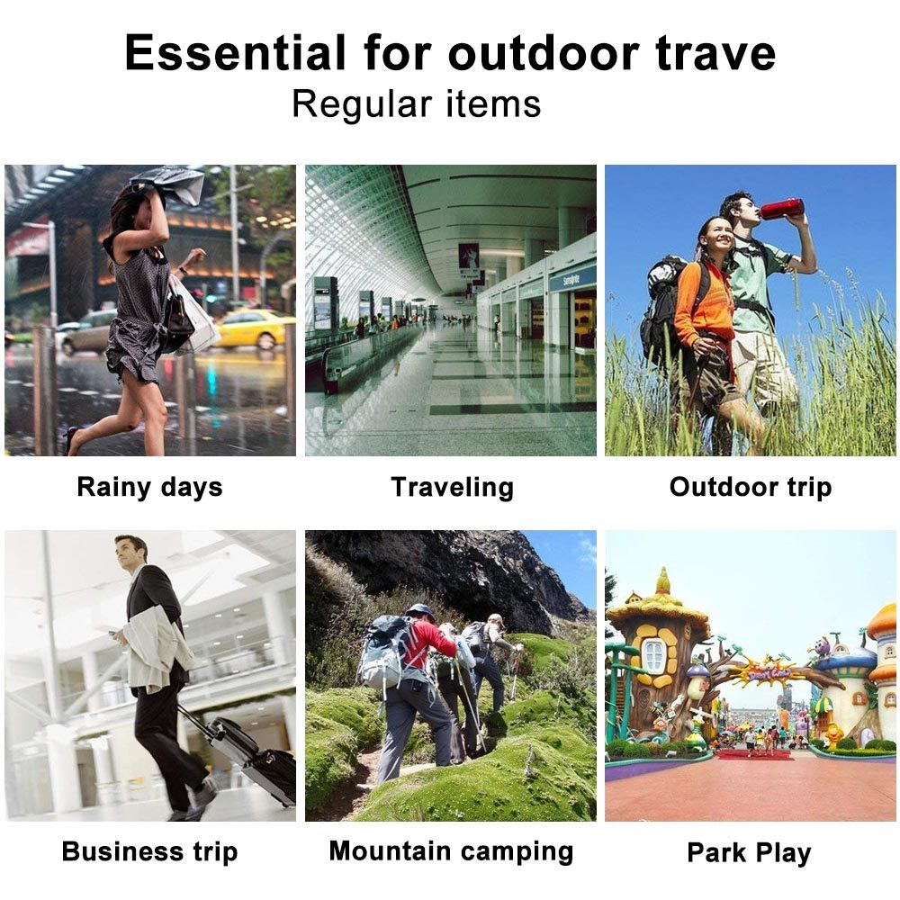 Reusable and Breathable Compact Unisex Waterproof Rain Poncho with Hood