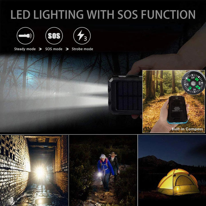 10000mAh USB Portable Charger Solar Power Bank