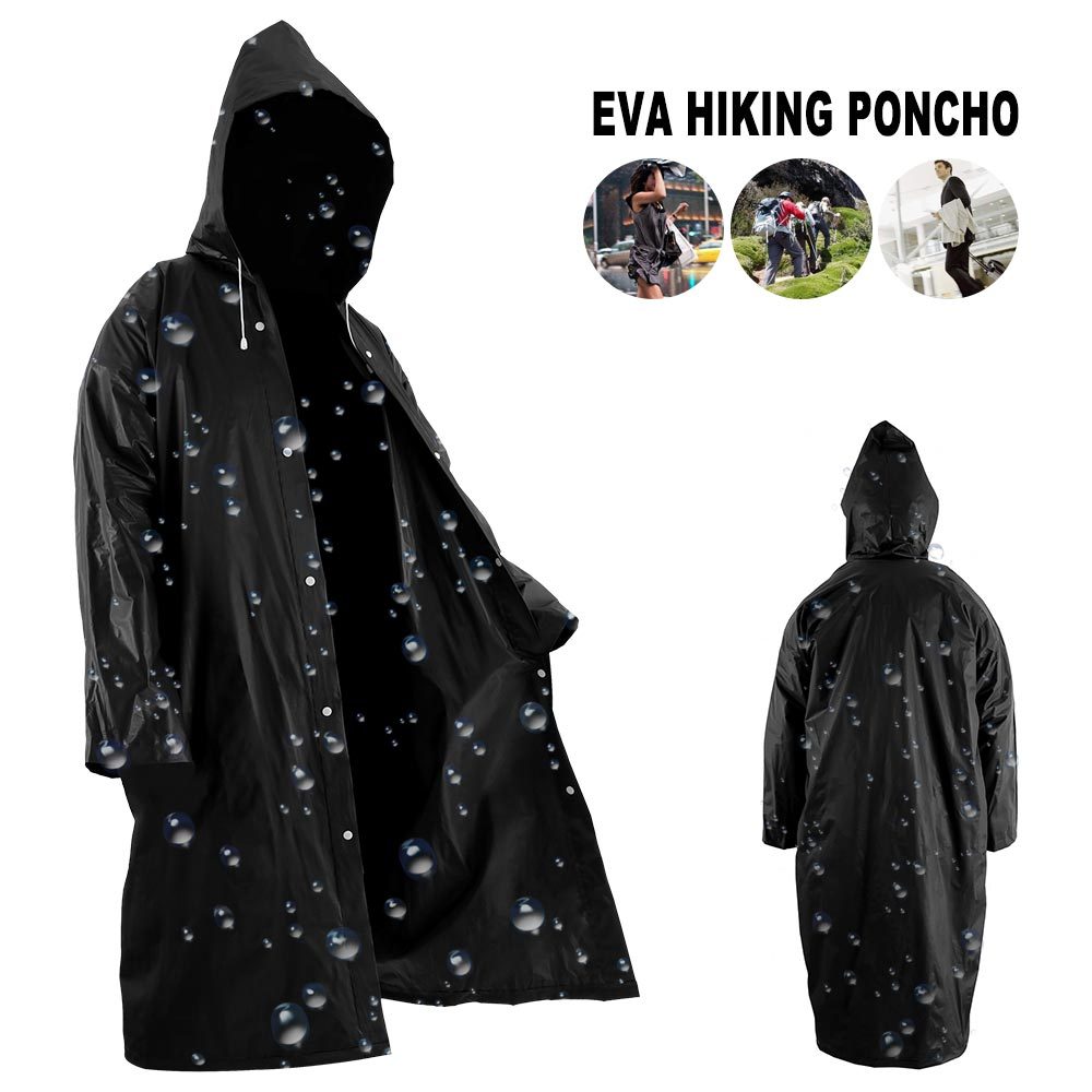 Reusable and Breathable Compact Unisex Waterproof Rain Poncho with Hood