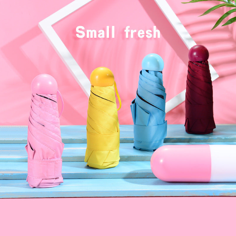 1pc Sleek Mini Folding Umbrella in White with Easy Storage Case