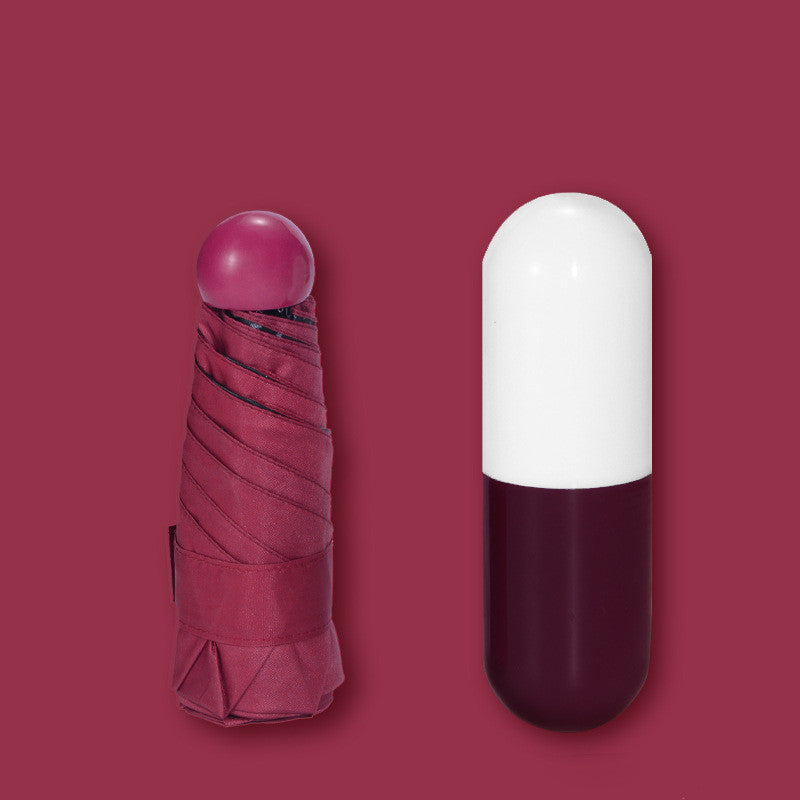 1pc Sleek Mini Folding Umbrella in White with Easy Storage Case