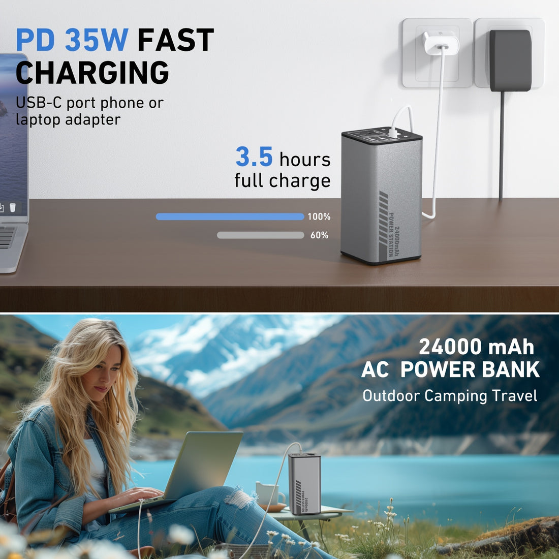 100W Portable Power Station with AC Outlet