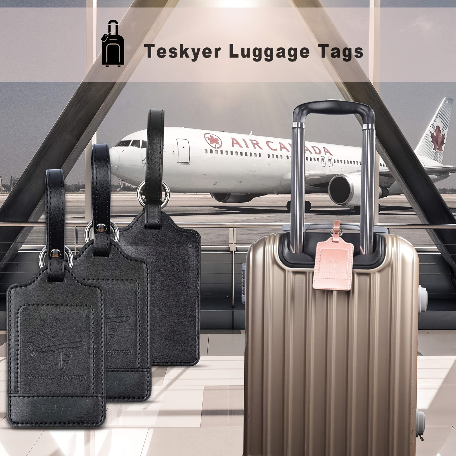 3pcs Luggage Tags, Faux Leather Luggage Tags,