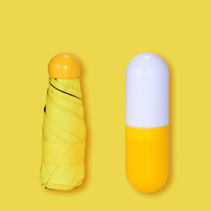 1pc Sleek Mini Folding Umbrella in White with Easy Storage Case