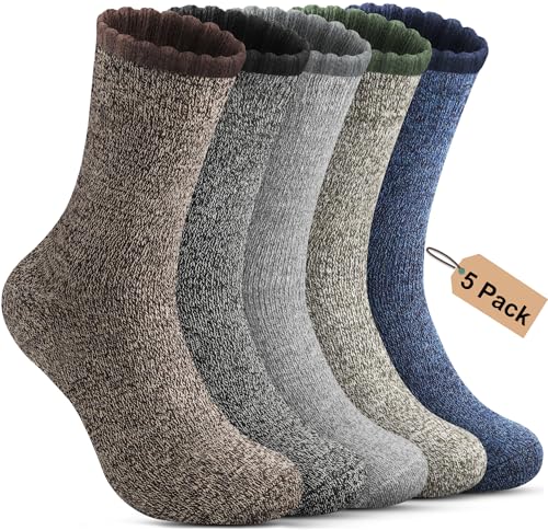 Annsuki 5 Pack Mens Merino Wool Socks for Winter