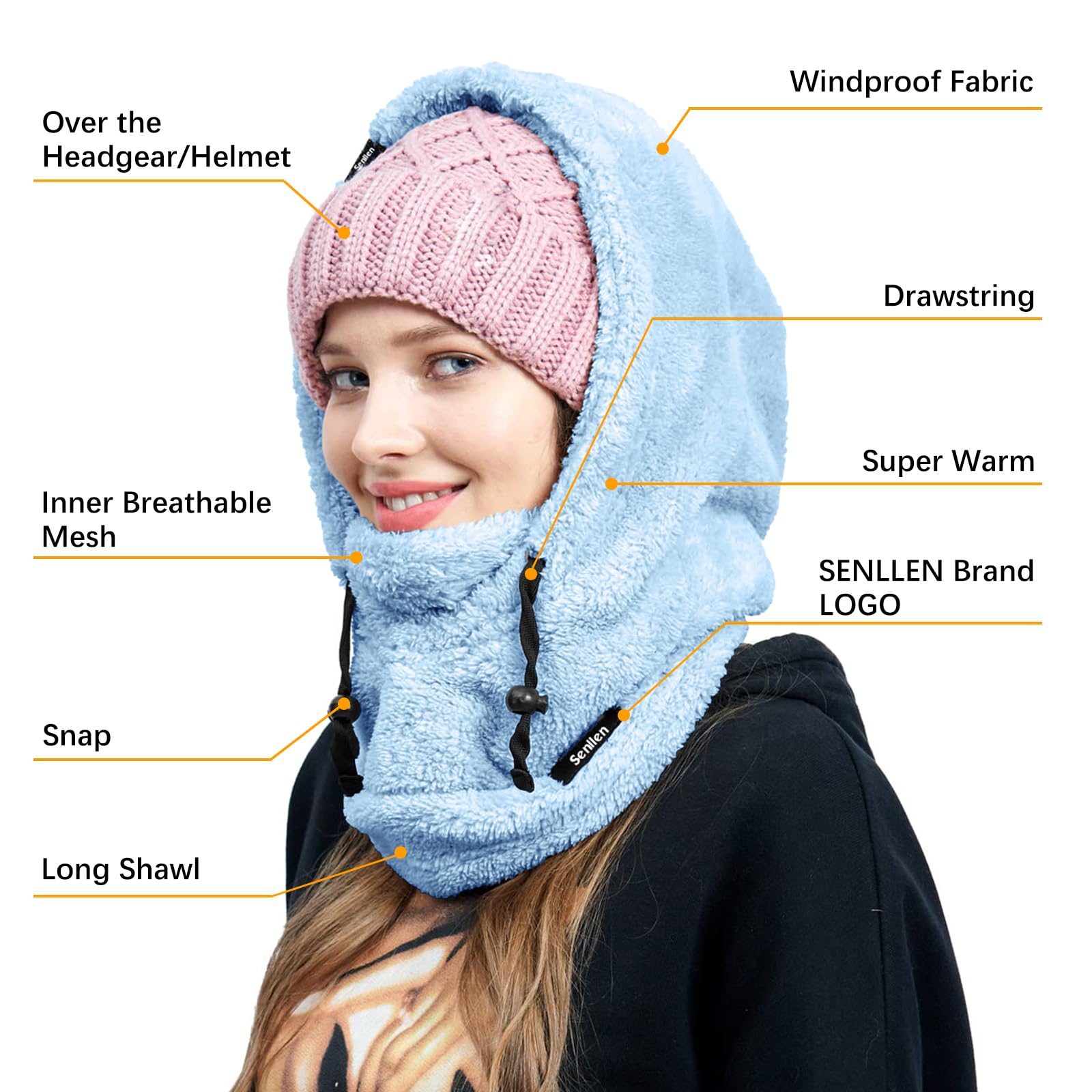 Senllen Balaclava Cold Weather Fleece Windproof Ski Mask