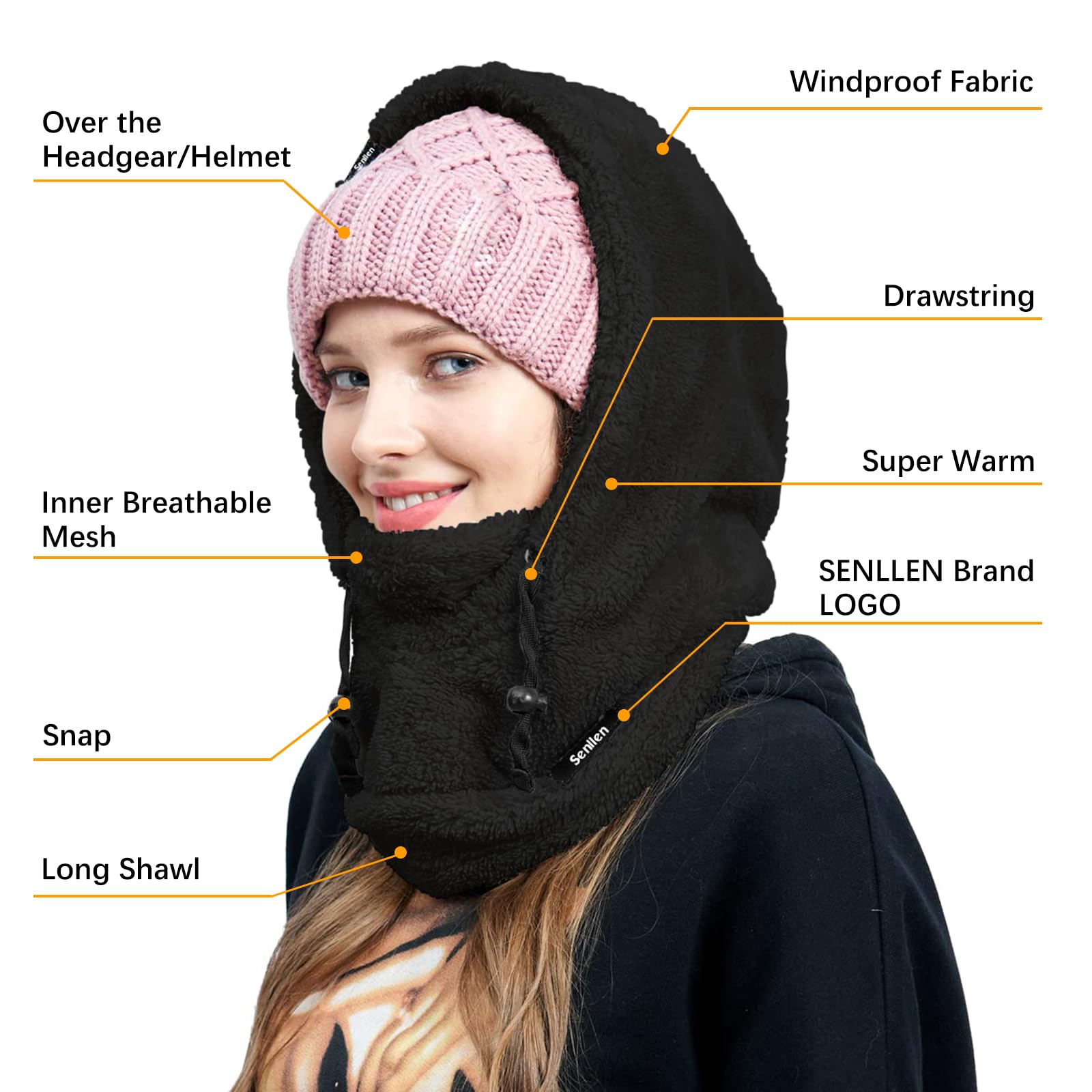 Senllen Balaclava Cold Weather Fleece Windproof Ski Mask