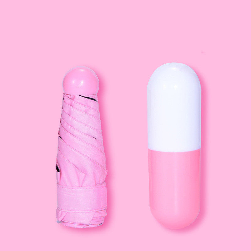 1pc Sleek Mini Folding Umbrella in White with Easy Storage Case