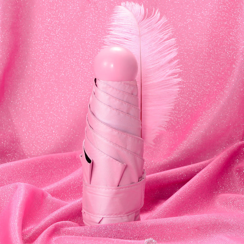 1pc Sleek Mini Folding Umbrella in White with Easy Storage Case