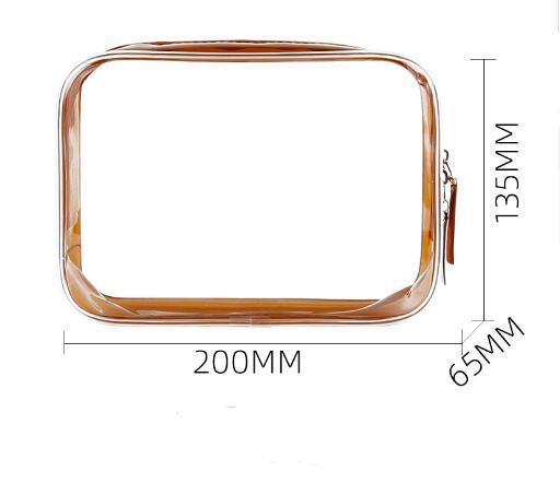 3pcs Set Clear Toiletry Bags with Black Zippers