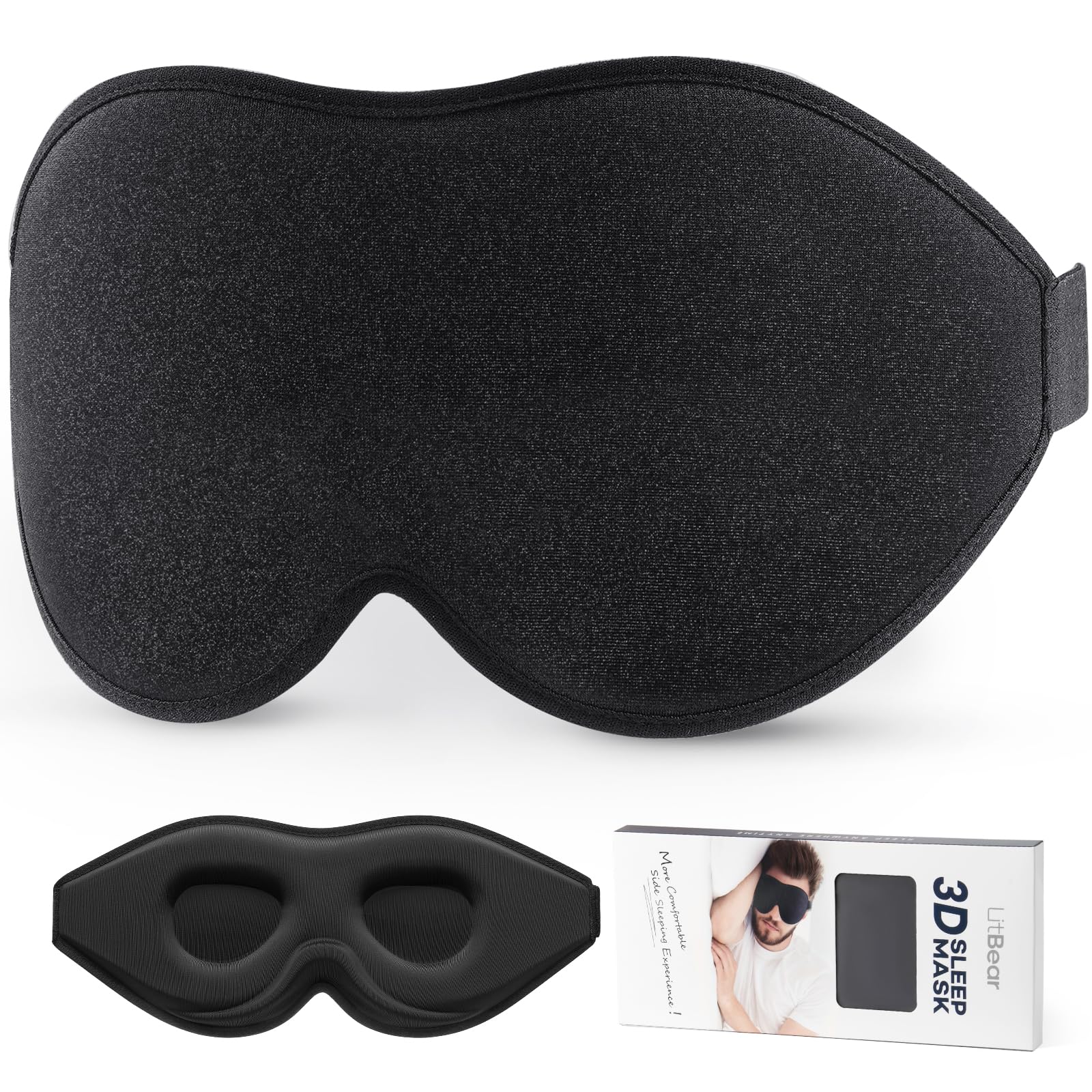 LitBear Sleep Mask for Side Sleeper For Travel