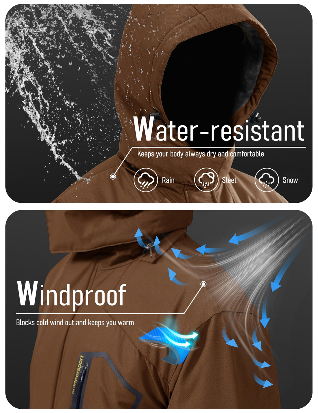 MAGCOMSEN Men's Winter Coats Snow Jacket