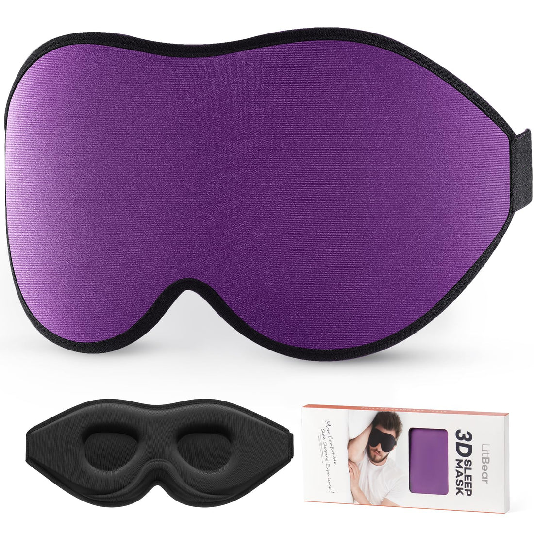 LitBear Sleep Mask for Side Sleeper For Travel