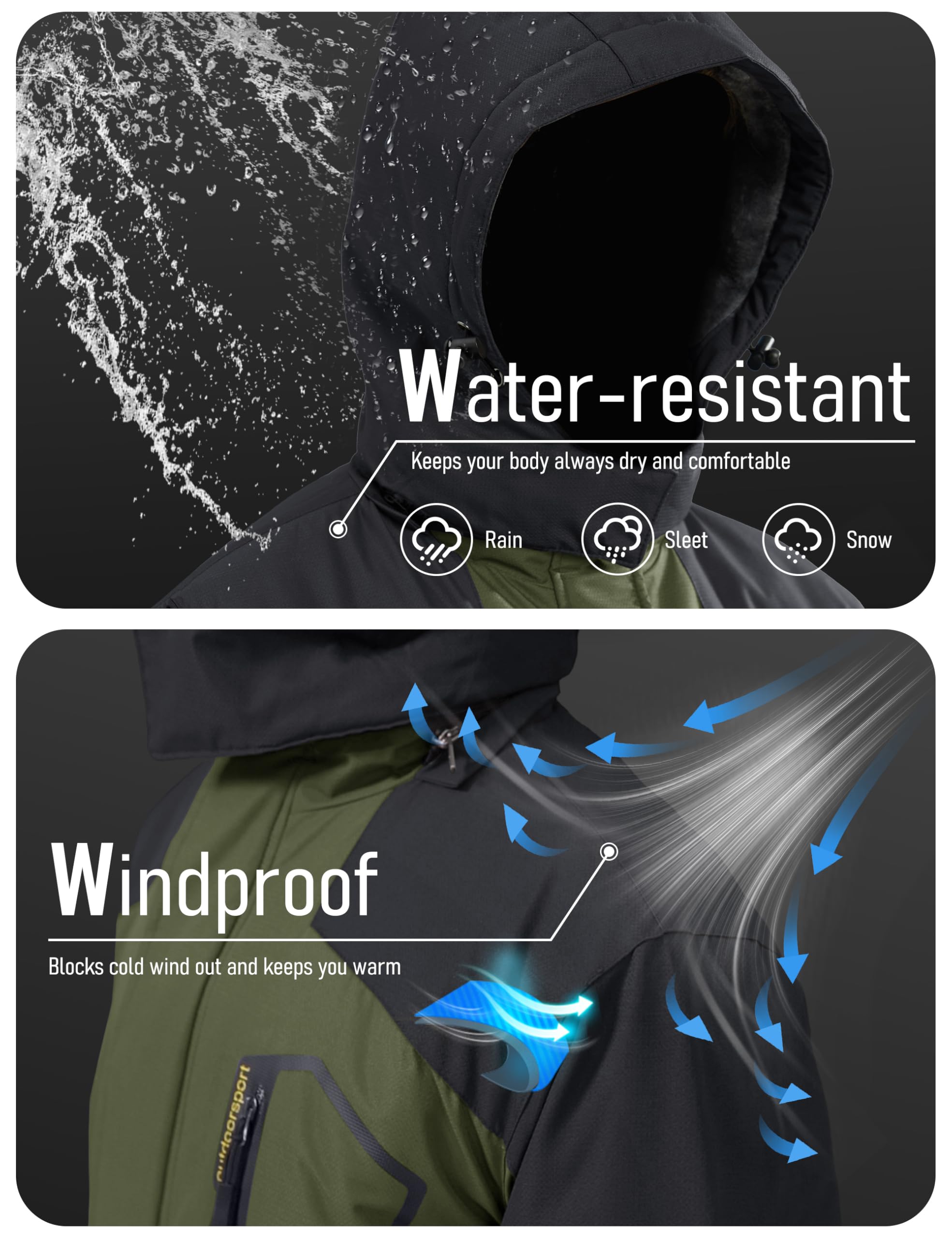 MAGCOMSEN Men's Winter Coats Snow Jacket