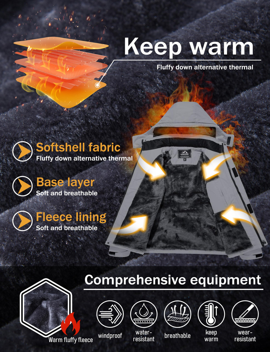 MAGCOMSEN Men's Winter Coats Snow Jacket