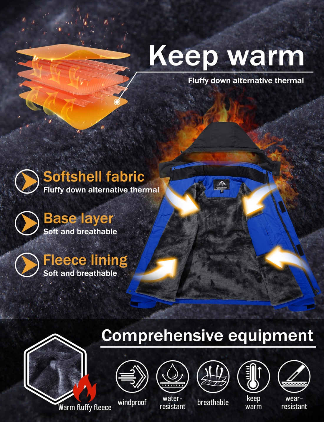 MAGCOMSEN Men's Winter Coats Snow Jacket