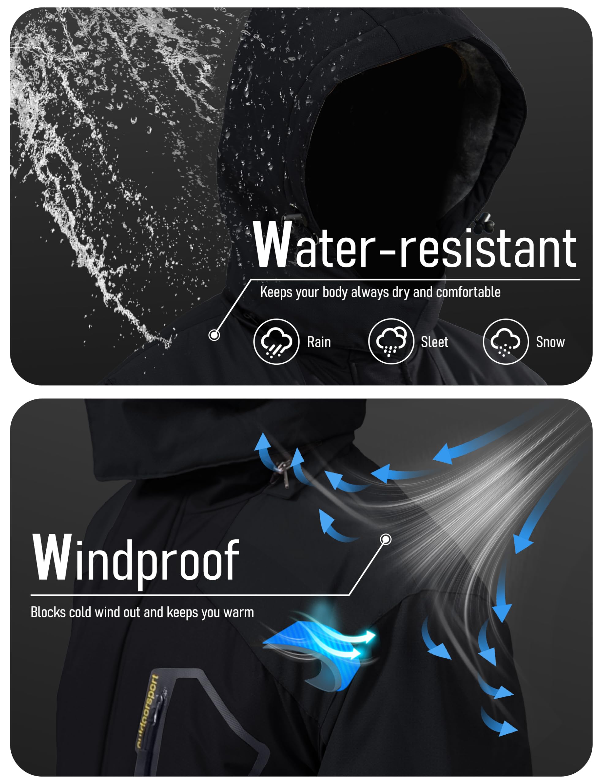 MAGCOMSEN Men's Winter Coats Snow Jacket