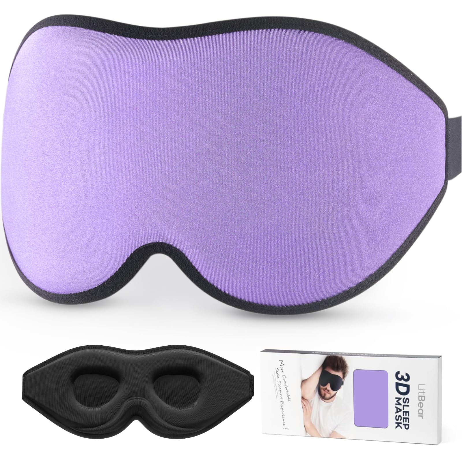 LitBear Sleep Mask for Side Sleeper For Travel
