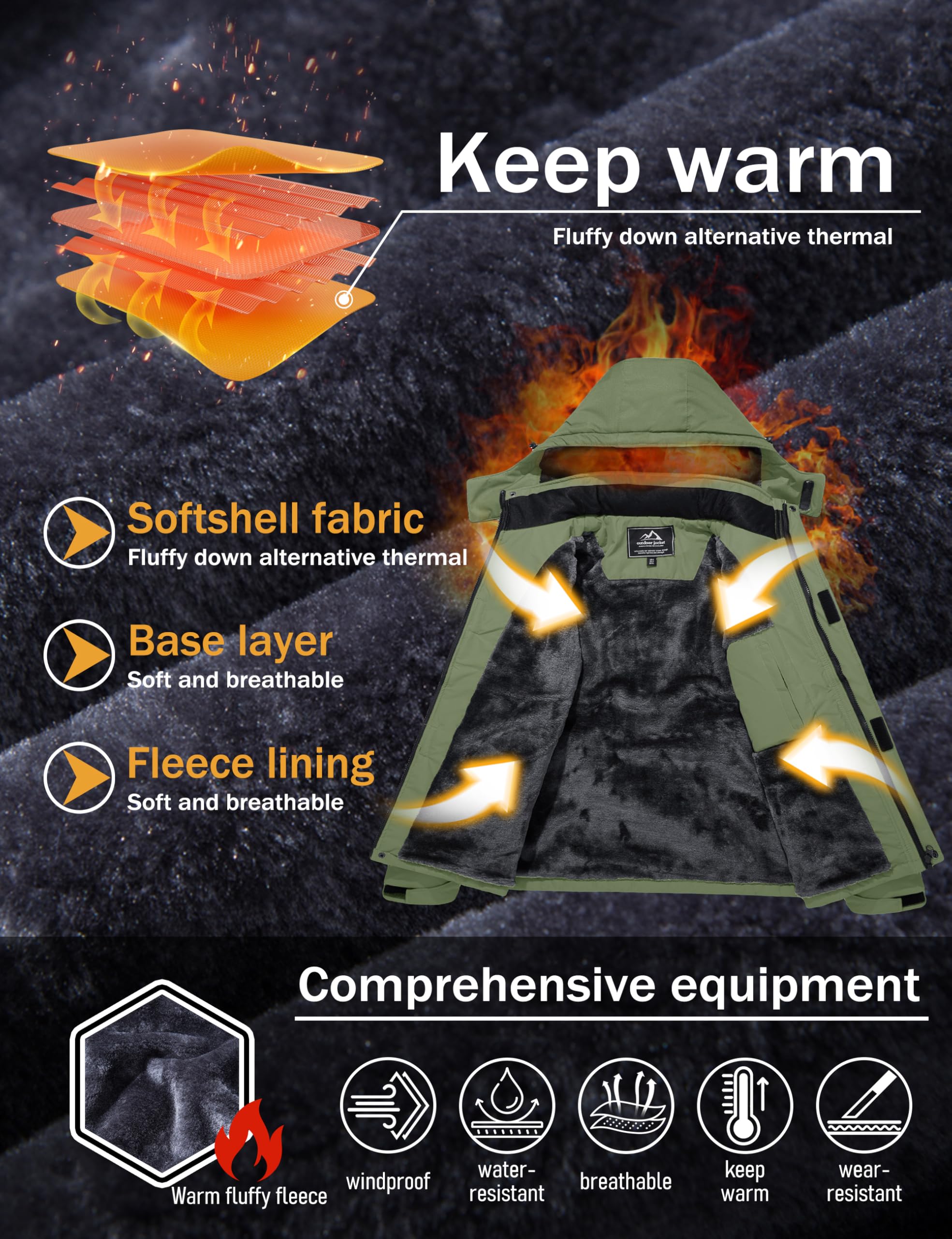 MAGCOMSEN Men's Winter Coats Snow Jacket