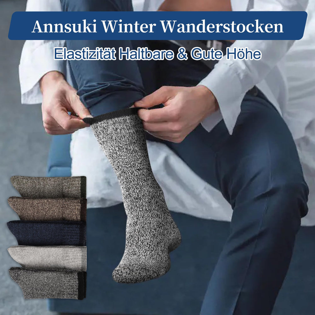Annsuki 5 Pack Mens Merino Wool Socks for Winter