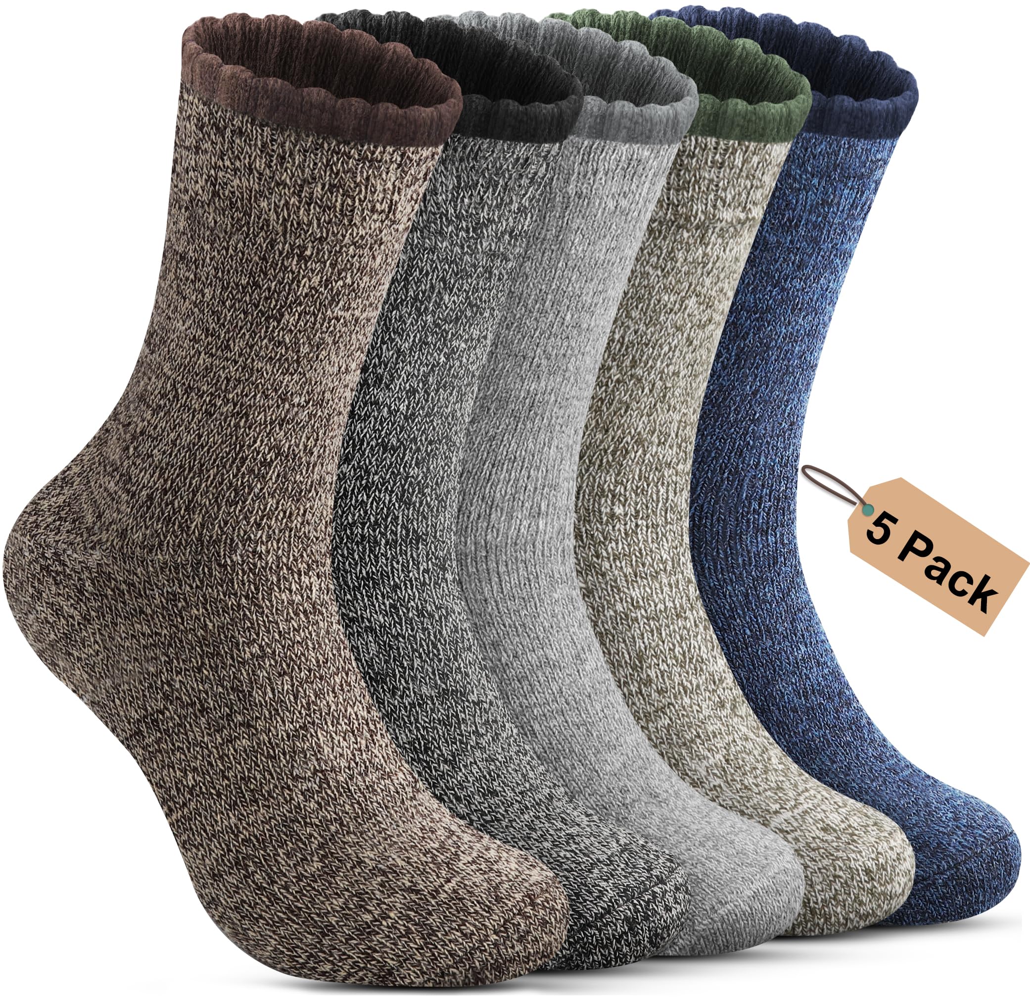 Annsuki 5 Pack Mens Merino Wool Socks for Winter