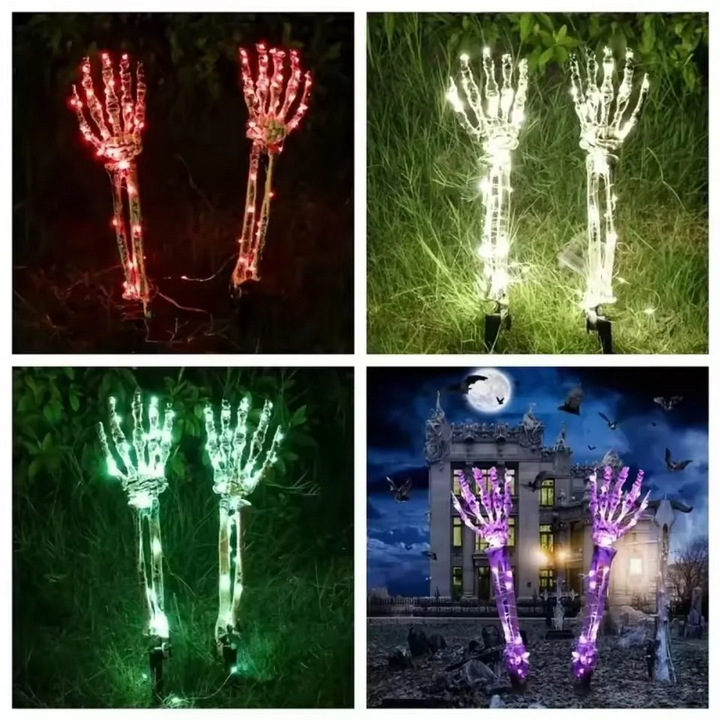 2PC Halloween Solar Garden Lights Outdoor Waterproof Ghost Hand LED Stake Lights Horror Atmosphere Decoration Lamp  For Festival