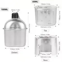 4pcs/set,Military Canteen Cookware Set
