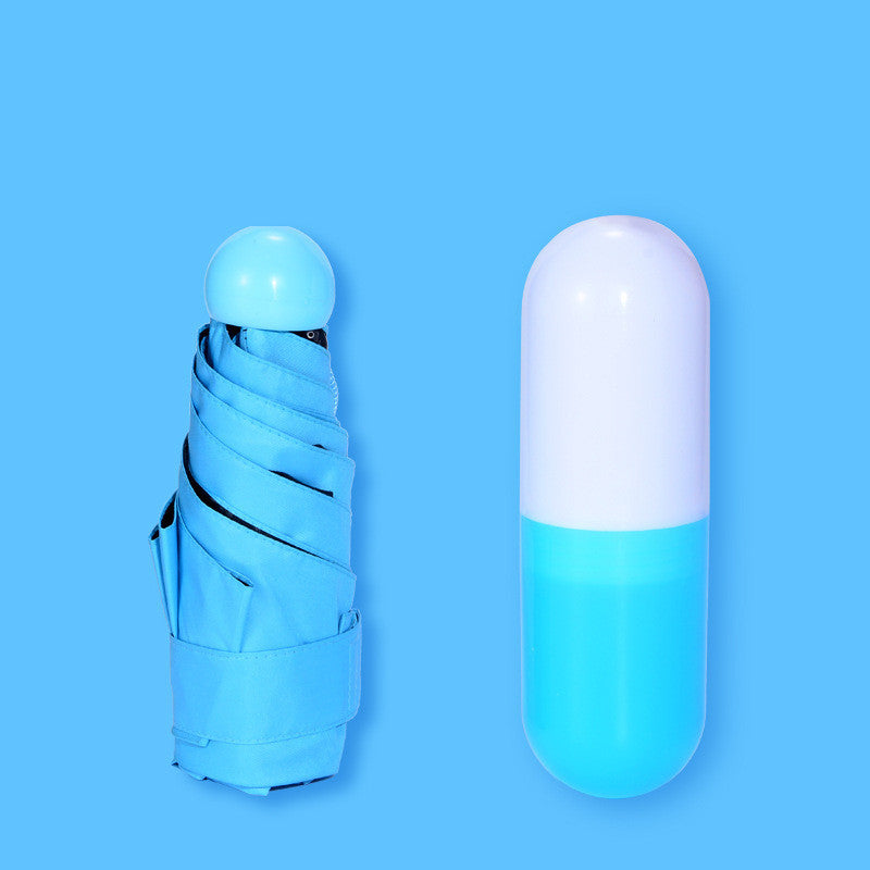 1pc Sleek Mini Folding Umbrella in White with Easy Storage Case