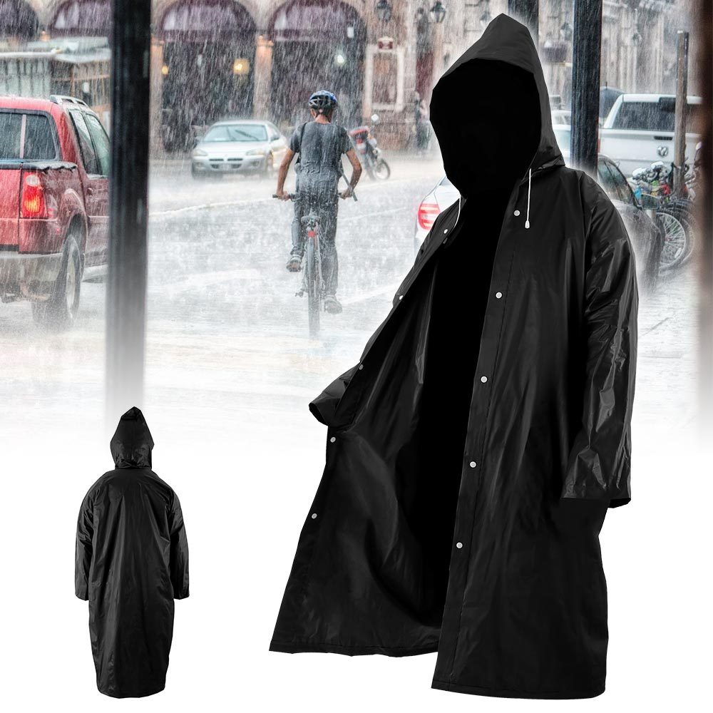 Reusable and Breathable Compact Unisex Waterproof Rain Poncho with Hood