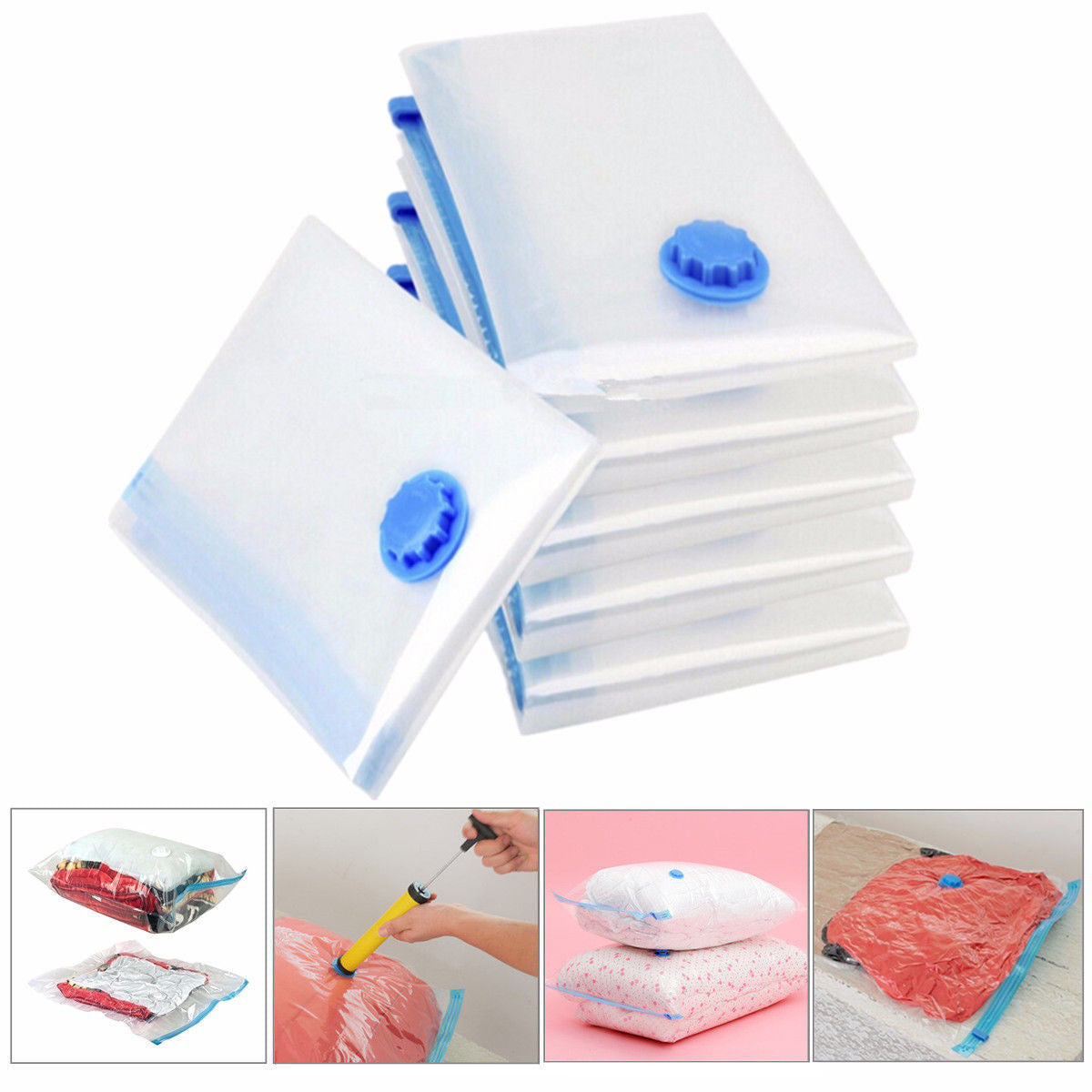 Vacuum Bag and Pump Cover for Clothes Storing Large Plastic Compression