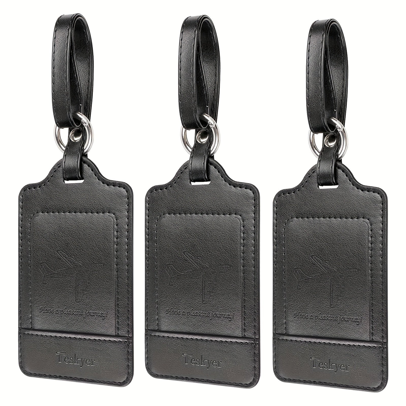 3pcs Luggage Tags, Faux Leather Luggage Tags,