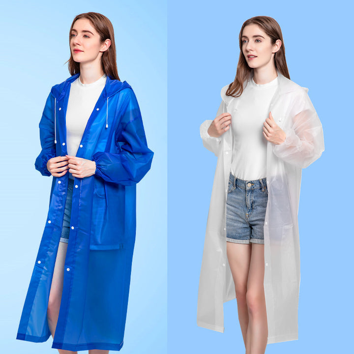 1pc Breathable Hooded Button-Down Raincoat