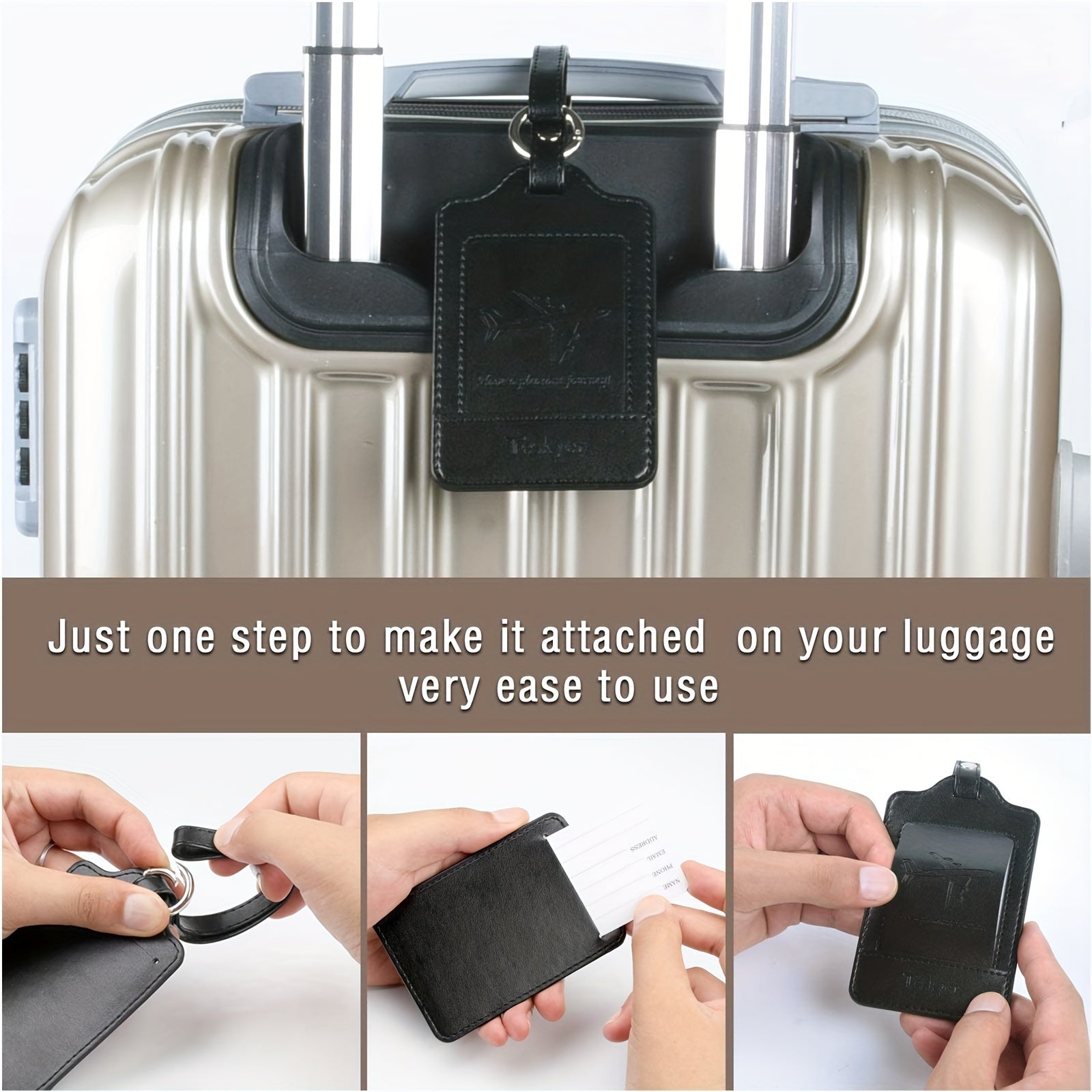 3pcs Luggage Tags, Faux Leather Luggage Tags,