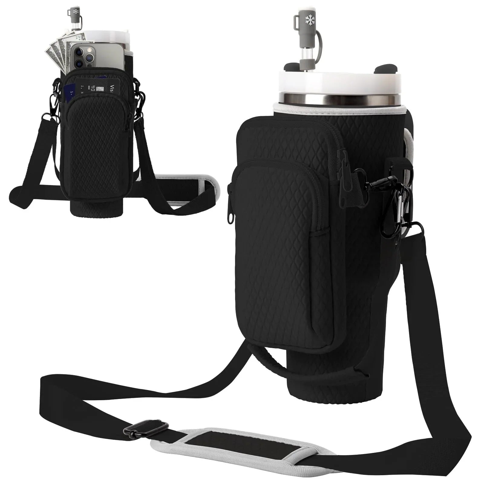 Portable Travel-Friendly Cup Holder with Adjustable Shoulder Strap