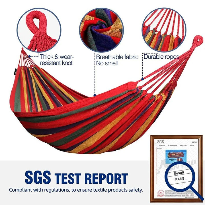 Outdoor Canvas Hammock Camping Swing Hammock with Tree Rope