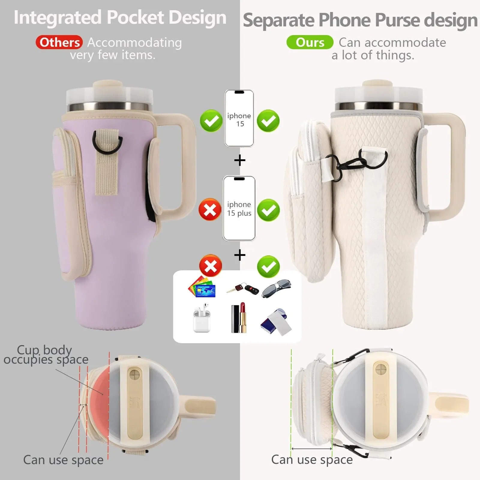 Portable Travel-Friendly Cup Holder with Adjustable Shoulder Strap