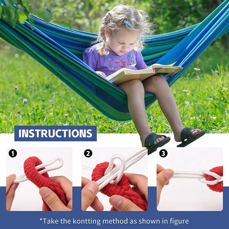 Outdoor Canvas Hammock Camping Swing Hammock with Tree Rope