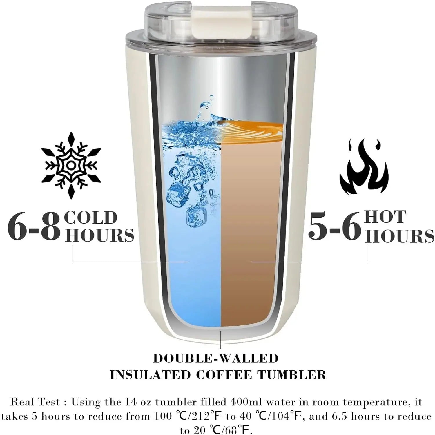 D14 Tumbler Thermos Mug Milky White Coffee Mug