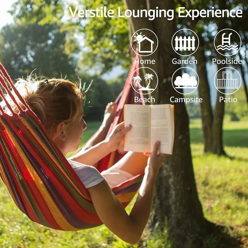 Outdoor Canvas Hammock Camping Swing Hammock with Tree Rope