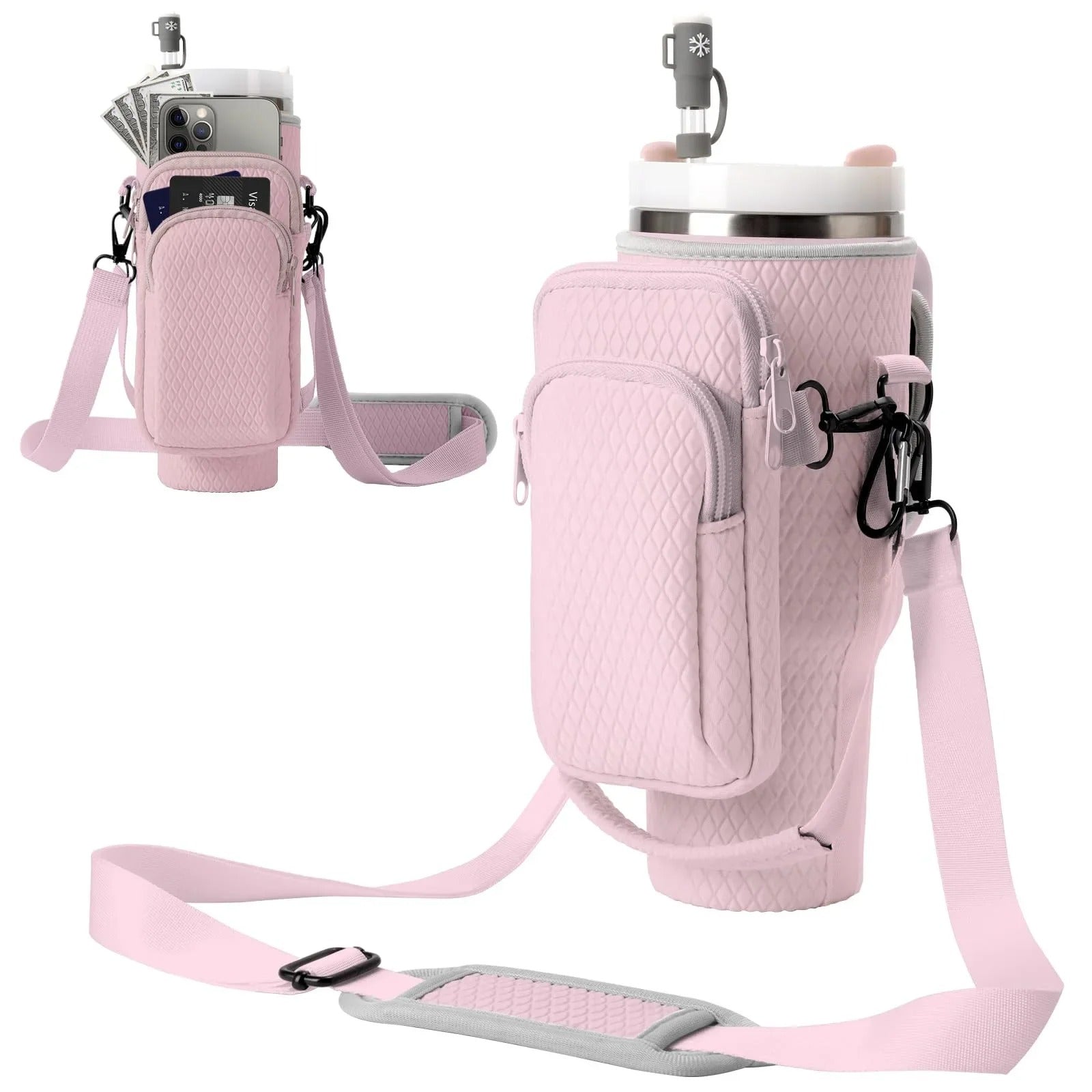 Portable Travel-Friendly Cup Holder with Adjustable Shoulder Strap