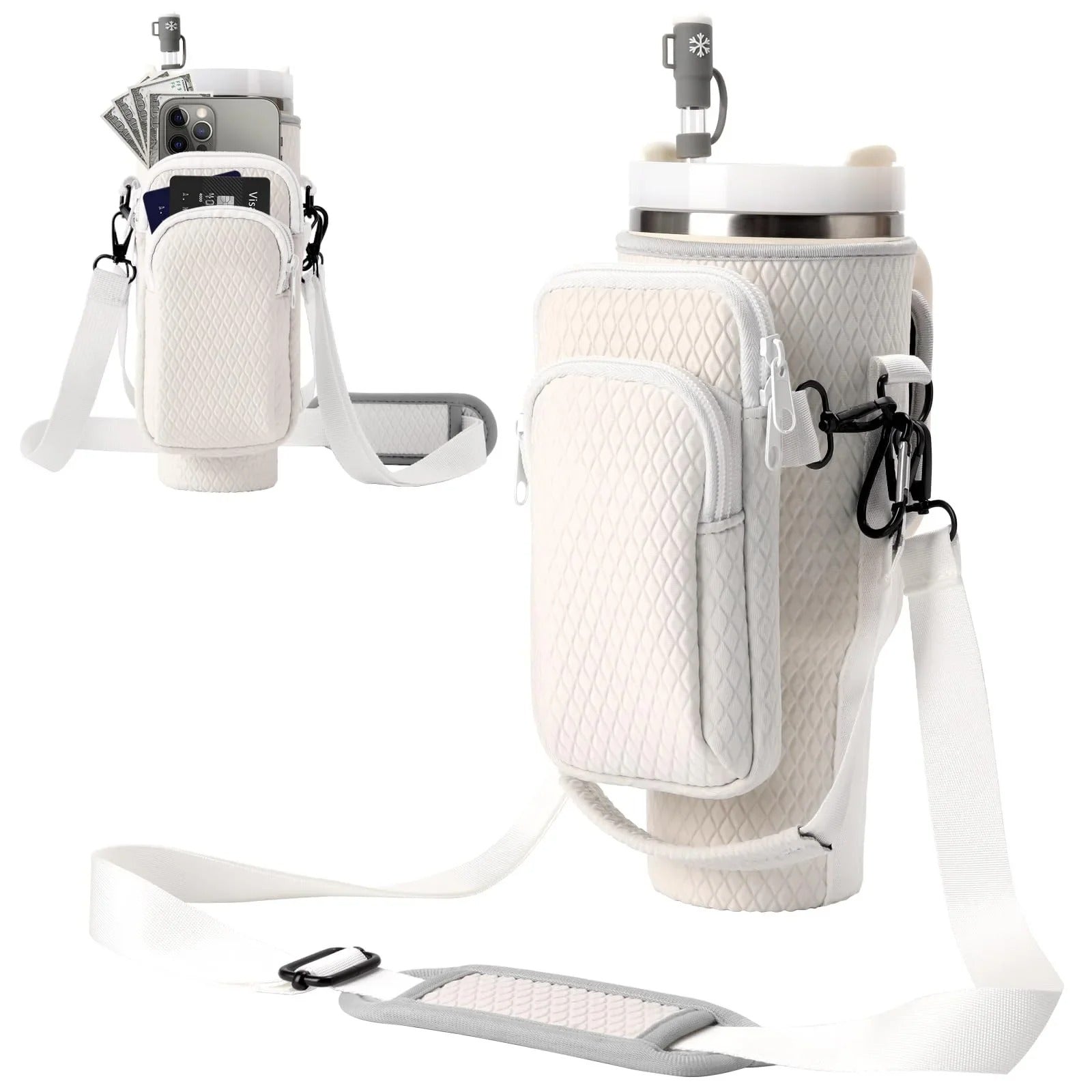 Portable Travel-Friendly Cup Holder with Adjustable Shoulder Strap