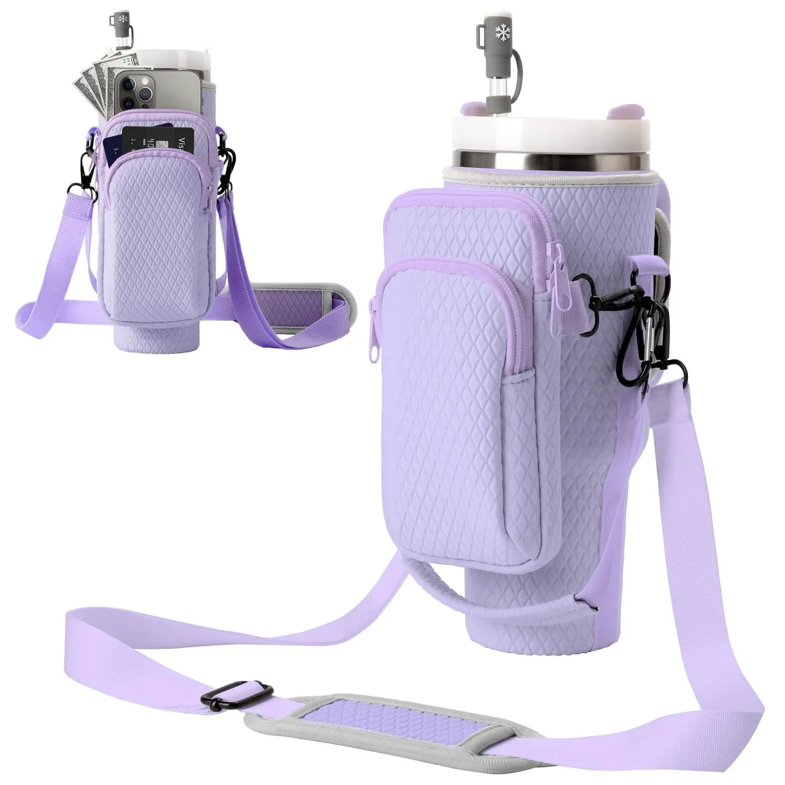 Portable Travel-Friendly Cup Holder with Adjustable Shoulder Strap